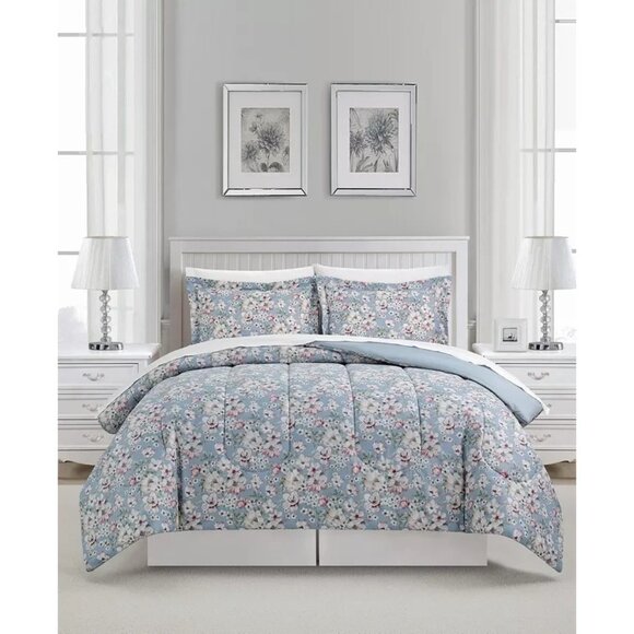 Sunham Maggie Floral 6 Piece Comforter Set Twin XL Pink Green $100 MSRP - Picture 1 of 4